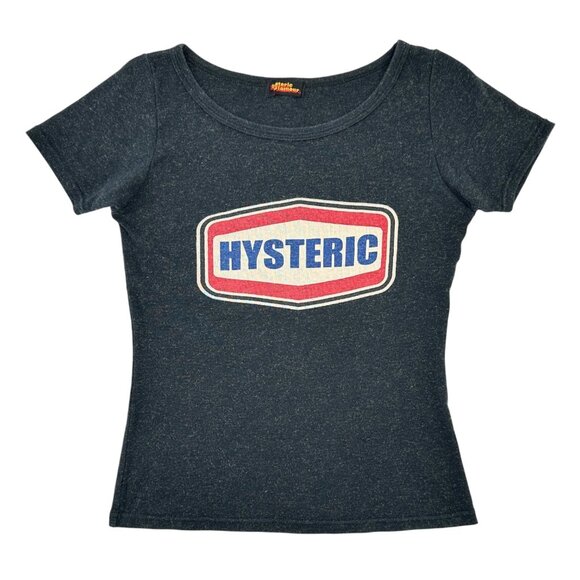 Hysteric Glamour Tops - Hysteric Glamour RARE Metallic Gray Black Logo Print T-Shirt Tee